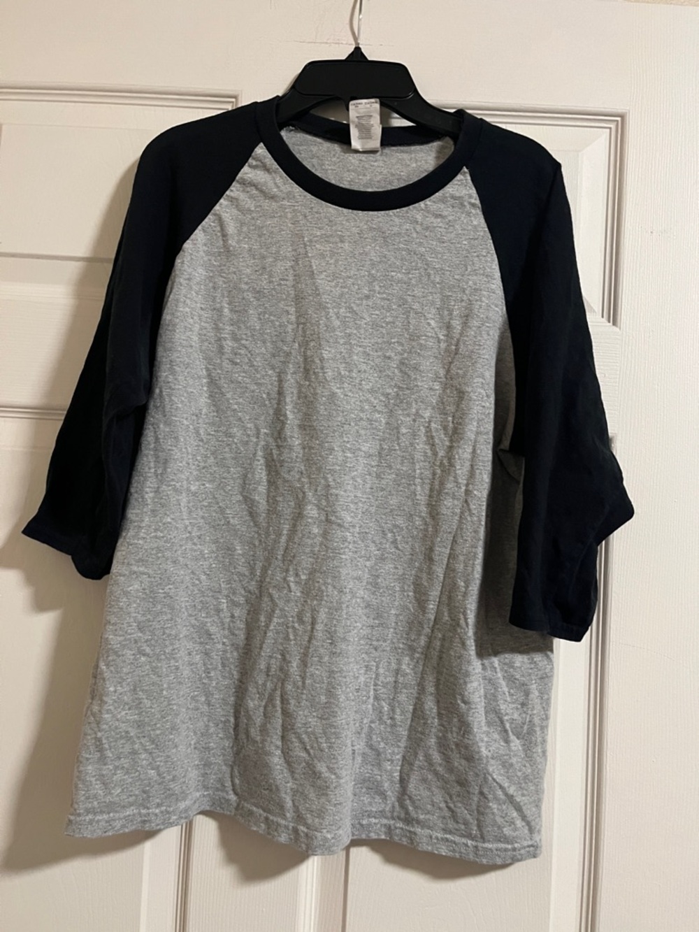 Gildan Gray & Black Raglan Short Sleeve Tee